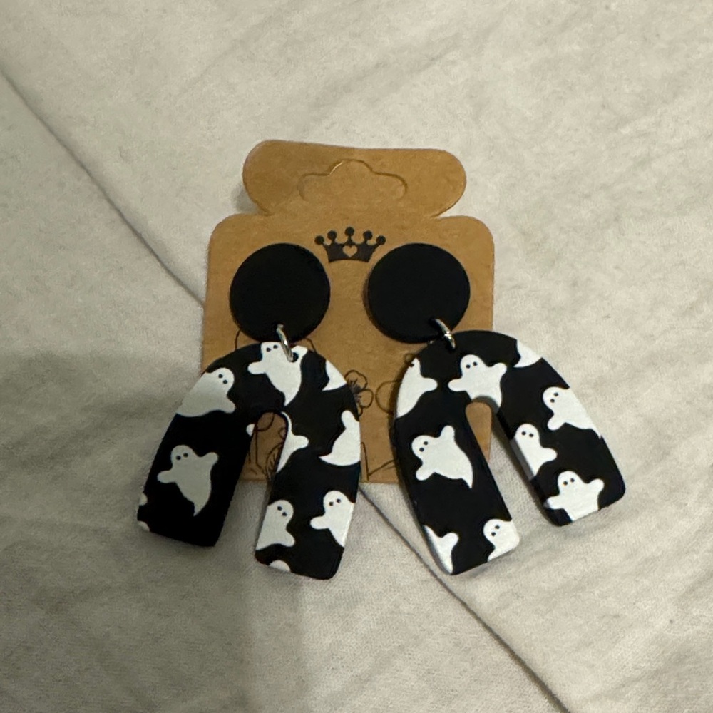 Black and White Ghost Earrings